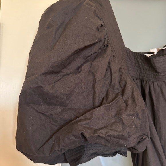 Anthropologie Love the Label Black Poplin Dress with puff sleeves and belt - Picture 11 of 12